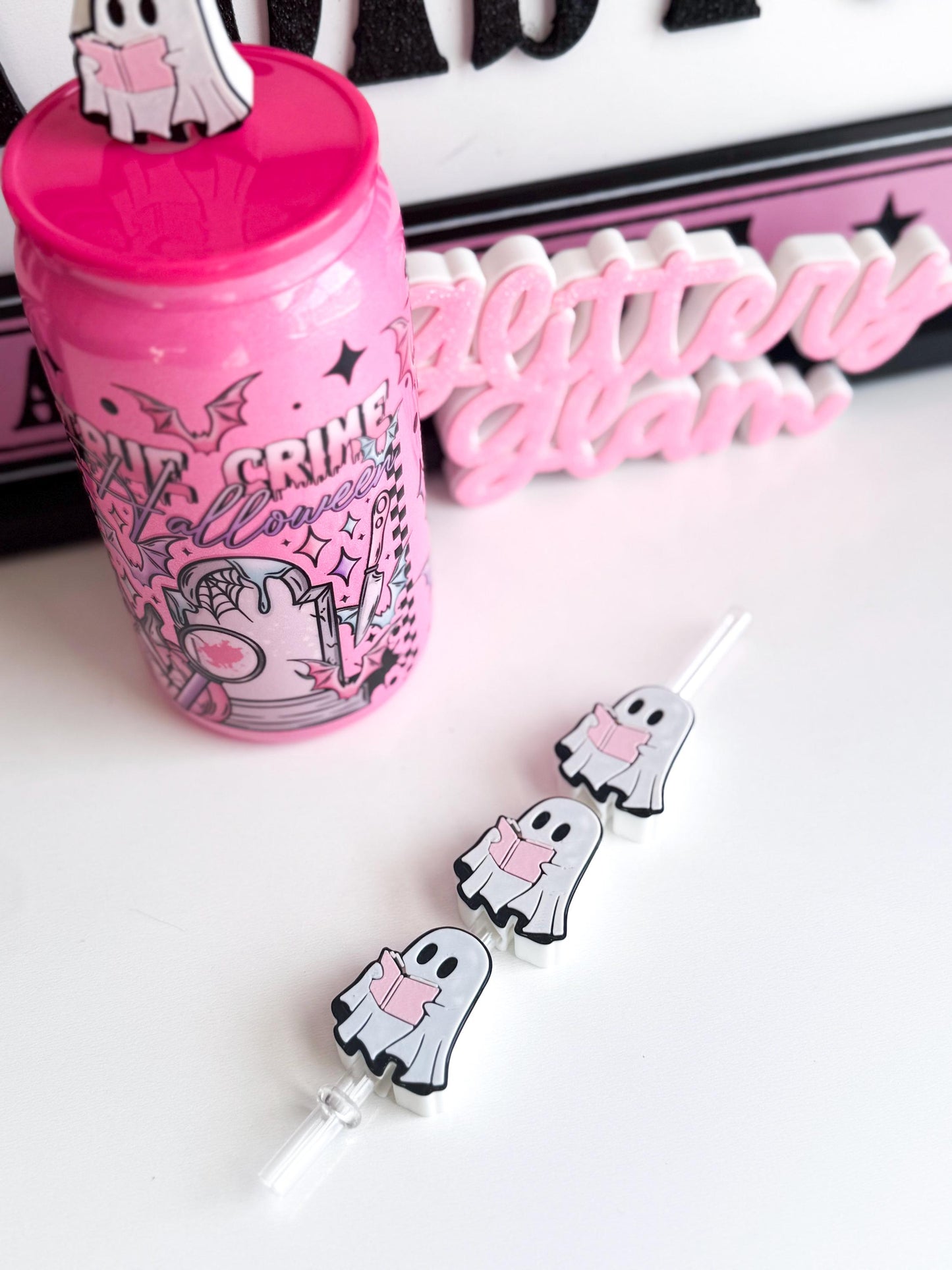 Bookish Ghost Straw Topper