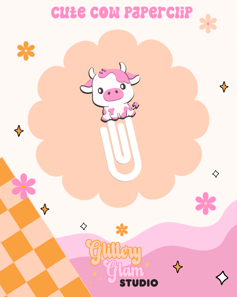 Cute Cow 3D Printed Paperclips – Farmhouse Desk Accessories for Teachers, Nurses & Cow Lovers