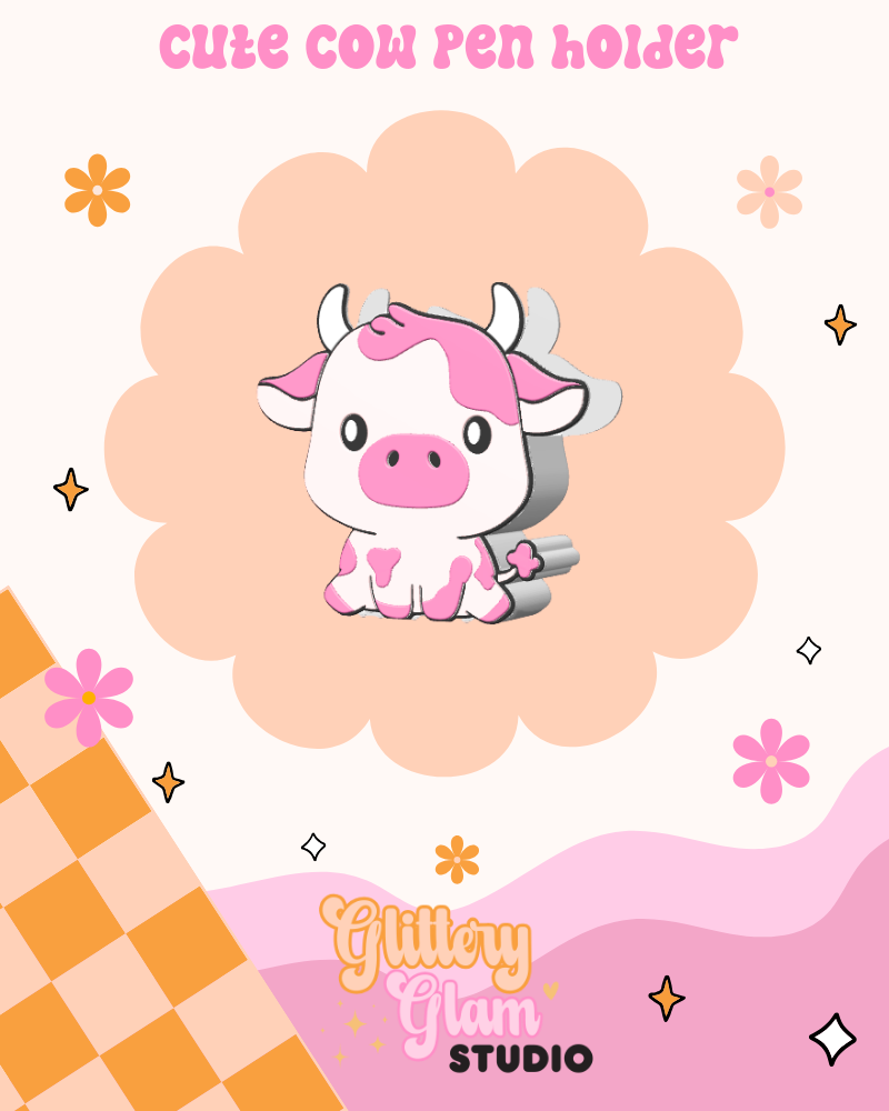 Cute Cow Pen Holder – 3D Printed Desk Organizer for Teachers & Nurses