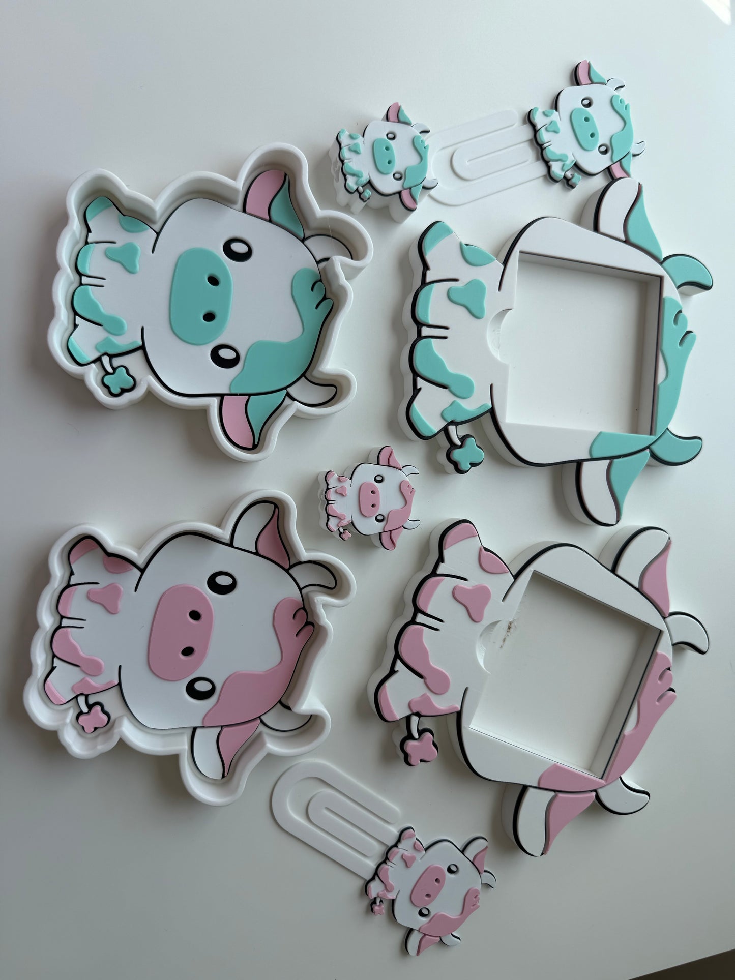 Happy Cow Desk Bundle - 3D Printed Cow Office Accessory Set