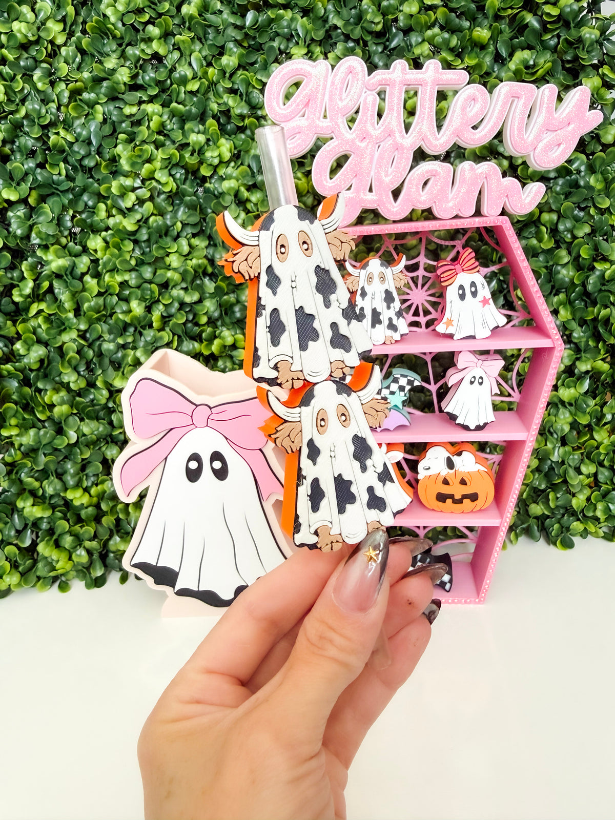 Boo Y’all Cow Ghost Straw Topper