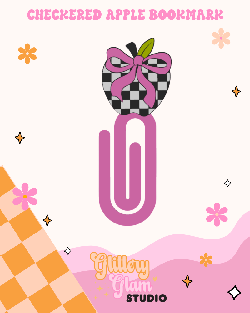 Checkered Apple Bookmark