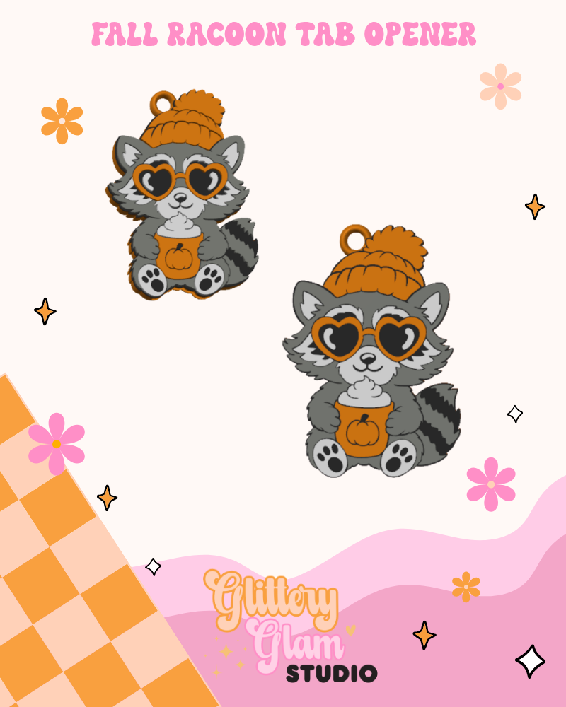 Fall Raccoon Keychain Tab Opener
