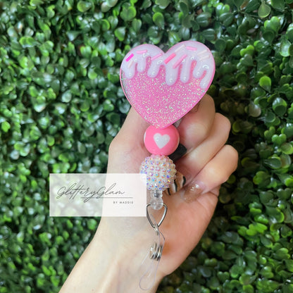 Valentine's Day Dripping Heart Badge Reel-Gift for Her- Nurse Badge Reel- ID Holder-Work Accessory
