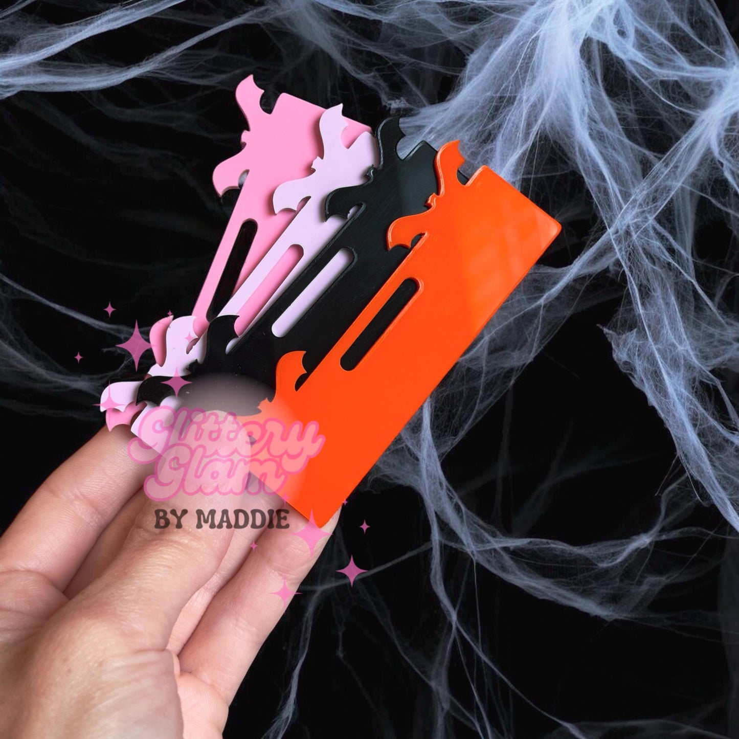 Spooky Bat Badge Buddy Topper: Glittery Halloween Accessory