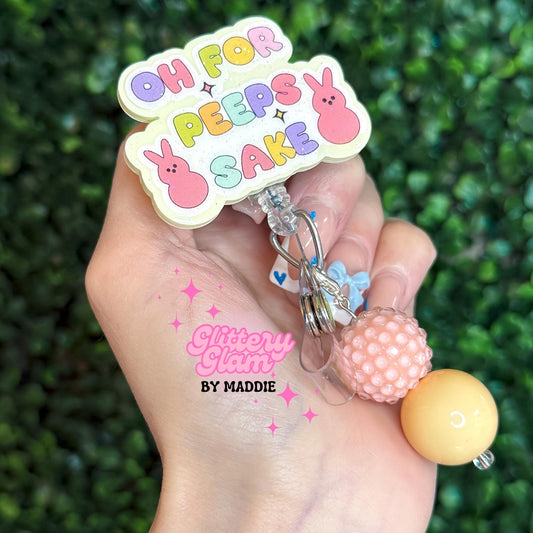 Funny Easter Badge Reel: Oh For Peeps Sake, Spring ID Holder