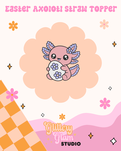 Pastel Easter Axolotl Straw Topper – Cute Cup Charm
