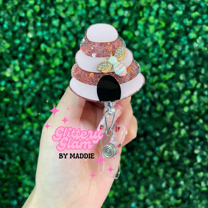 Glitter Beehive Badge Reel