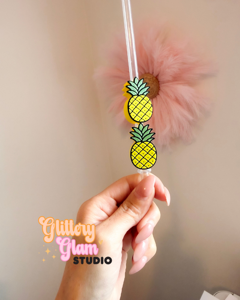 Pineapple Straw Topper | Summer Straw Charm | Reusable Cup Accessory | Stanley & Tumbler Straw Topper | Tropical Drink Charm