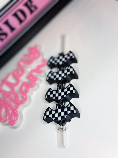 Checkered Bat Straw Topper