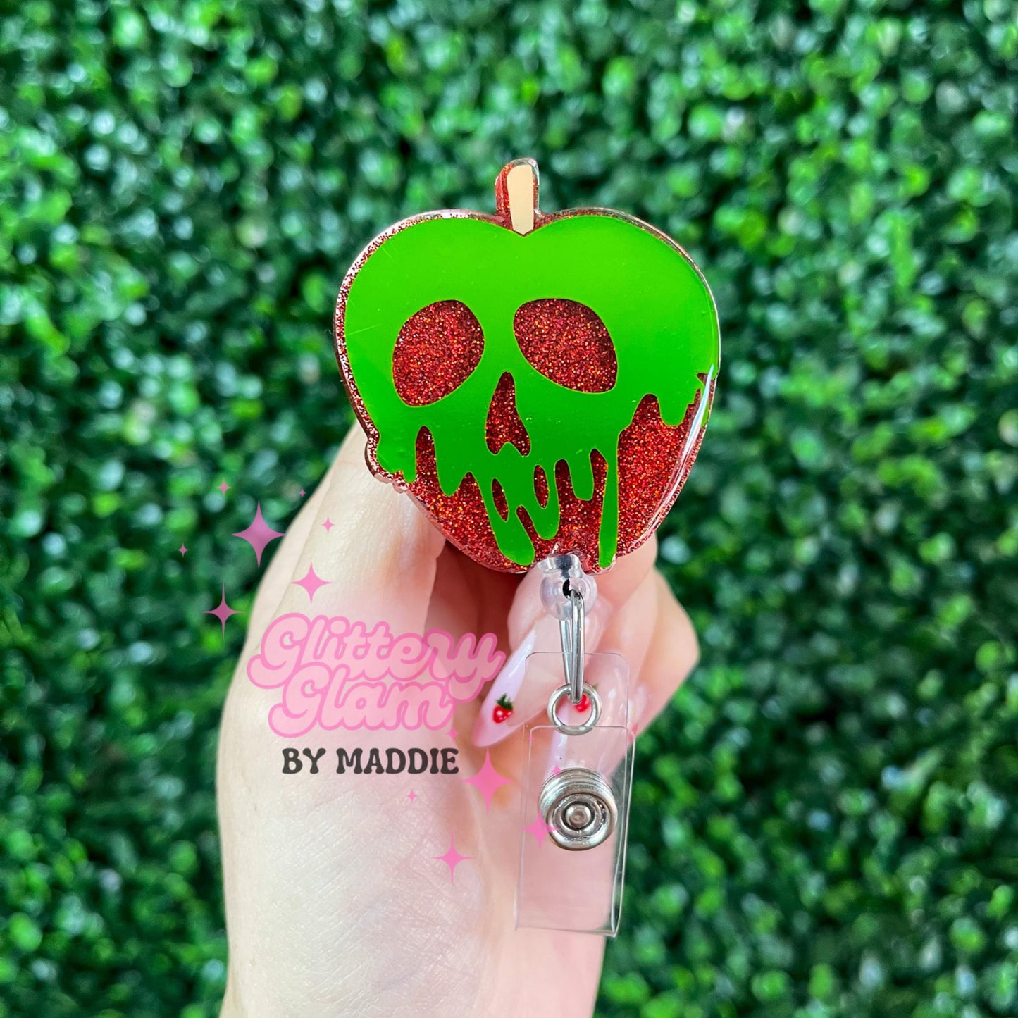 Poison Apple Badge Reel - Halloween Badge Reel - Retractable ID Holder