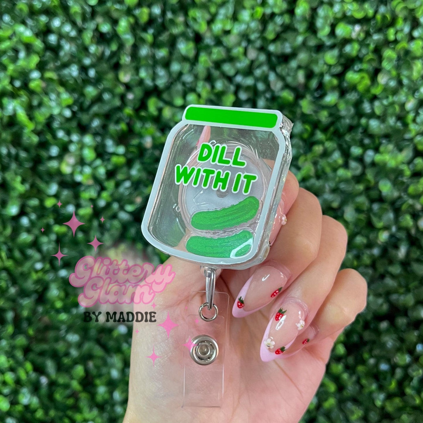 Dill Pickle Jar Shaker Badge Reel - Gift for Pickle Lovers - Retractable ID Holder