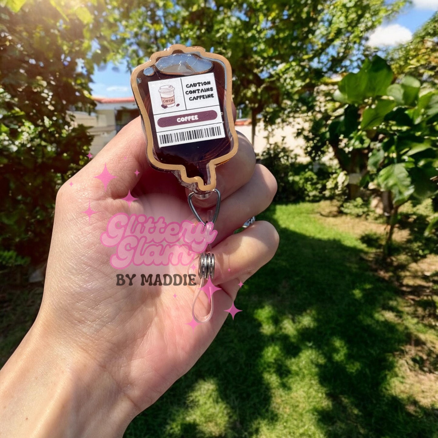 Iced Coffee Shaker Badge Reel