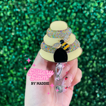 Glitter Beehive Badge Reel