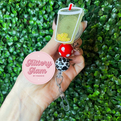 3D Lemonade Shaker Badge Reel: Summer Nurse ID Holder