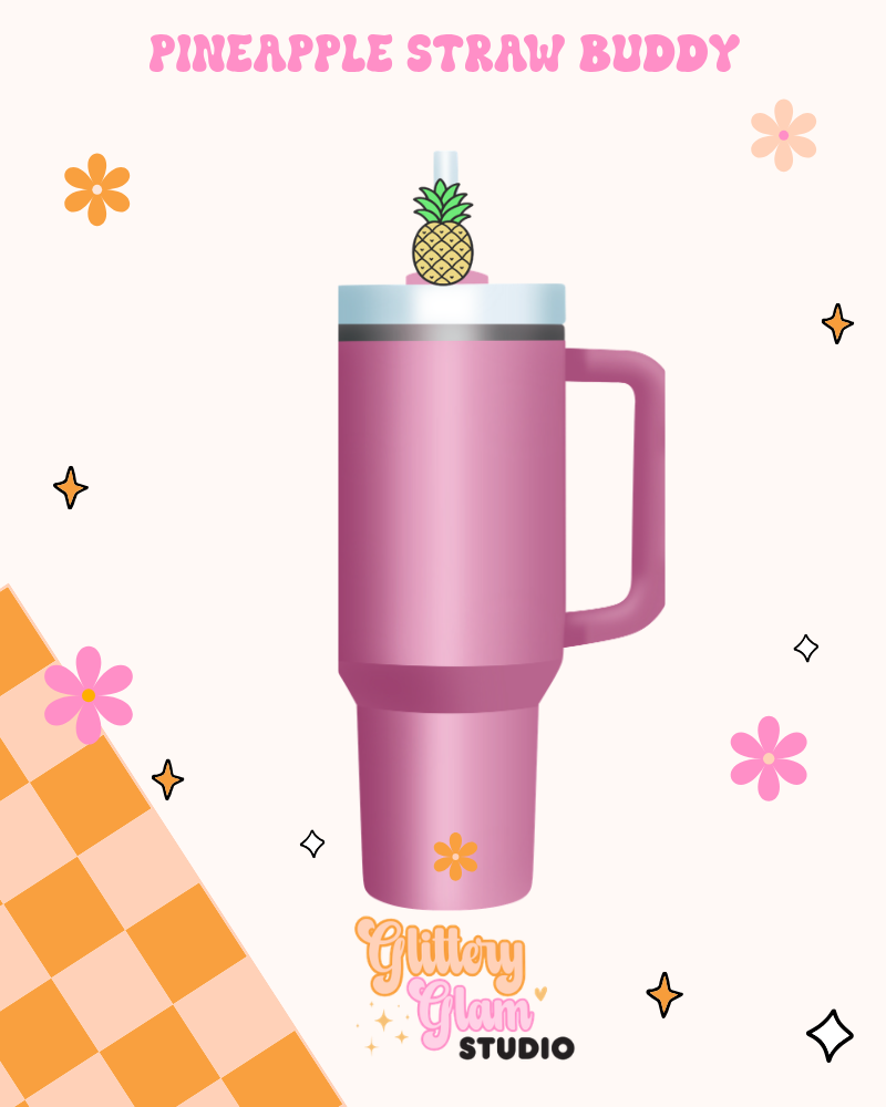 Pineapple Straw Topper | Summer Straw Charm | Reusable Cup Accessory | Stanley & Tumbler Straw Topper | Tropical Drink Charm