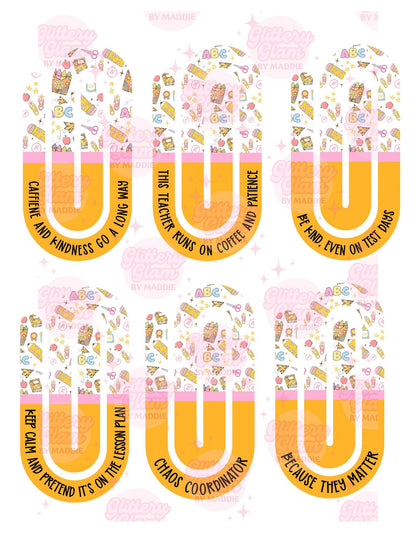 School-Themed Jumbo Paperclips – Teacher Gifts, Classroom Accessories, Cute Stationery for Educators- Cute Retro Themed