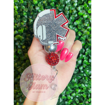 Glitter Dispatch Badge Reel: Police, Firefighter, Law Enforcement Gift
