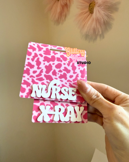Pink Cow Print Badge Buddy | Cute Western Nurse Badge Accessory