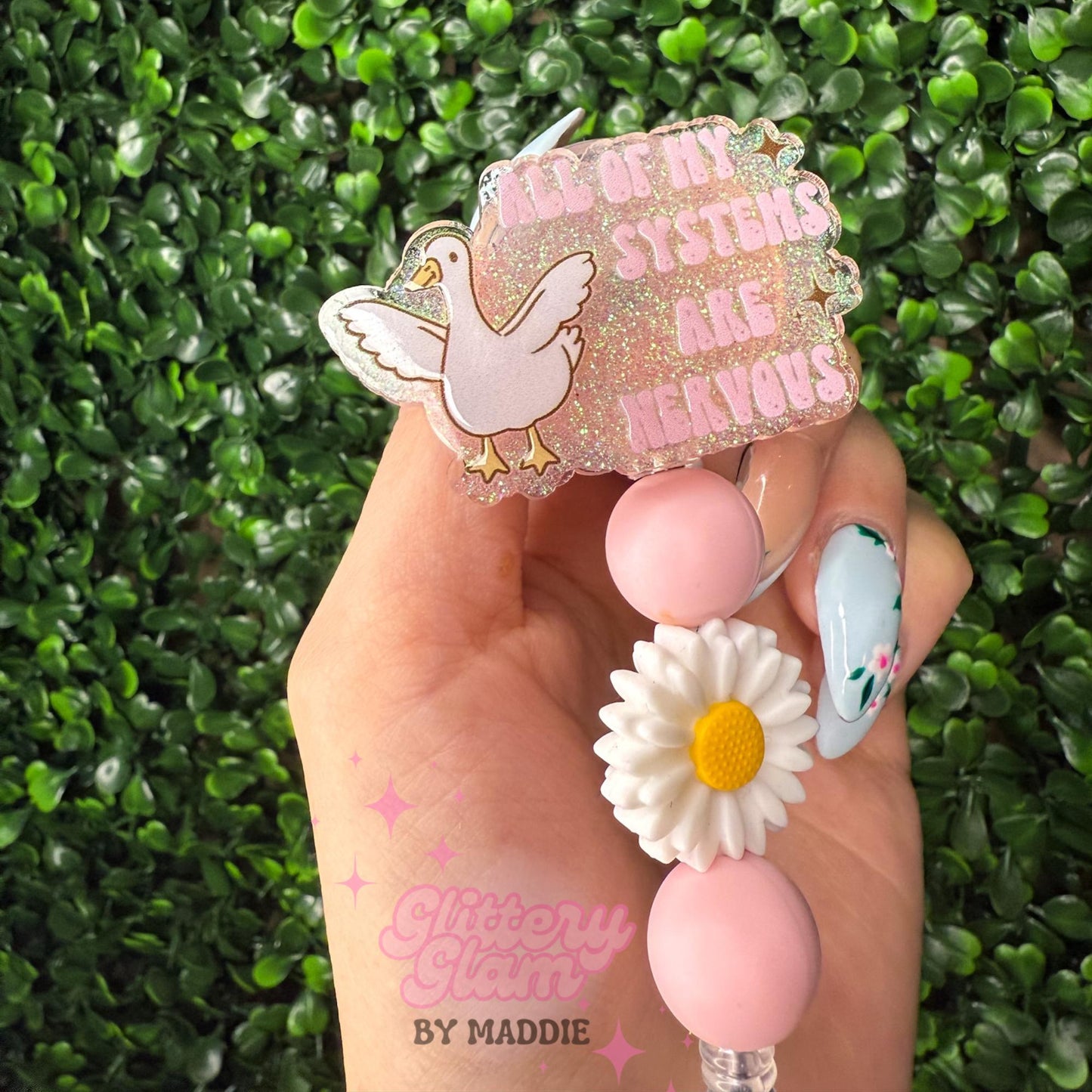 Funny Goose Badge Reel: All My Systems Are Nervous ID Holder