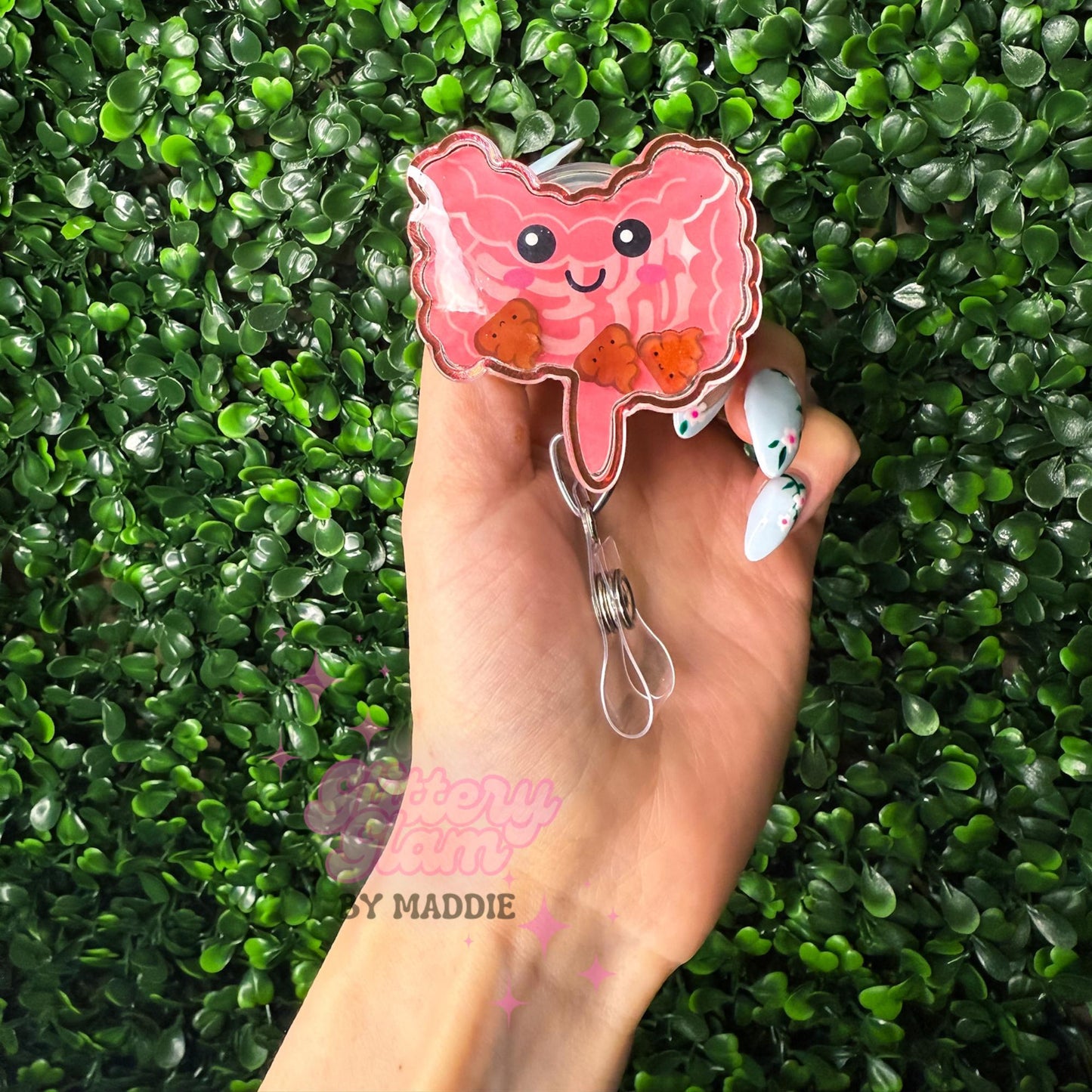 NICU Nurse Badge Reel: Glitter Stethoscope, Bow & Pastel Beads