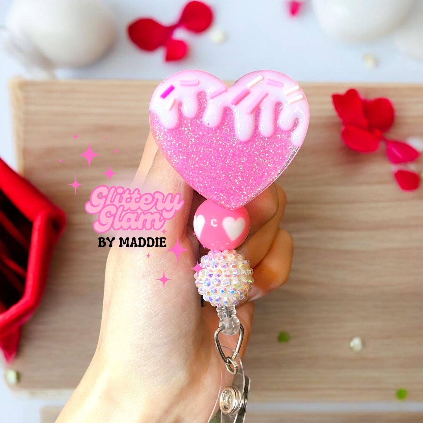 Valentine's Day Dripping Heart Badge Reel-Gift for Her- Nurse Badge Reel- ID Holder-Work Accessory