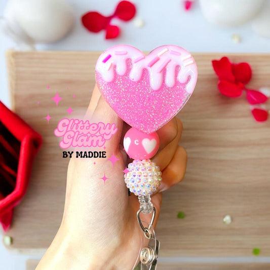 Valentine's Day Dripping Heart Badge Reel-Gift for Her- Nurse Badge Reel- ID Holder-Work Accessory