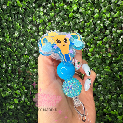 🌸 Summer Uterus Badge Reel — OB Nurse Accessory