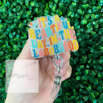 Laborhood Badge Reel: Glittery Acrylic Swivel Clip for Nurses