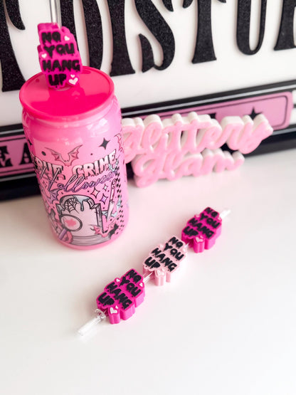 No You Hang Up Pink Straw Topper