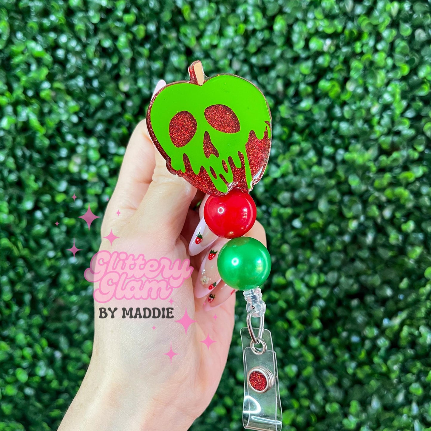 Poison Apple Badge Reel - Halloween Badge Reel - Retractable ID Holder