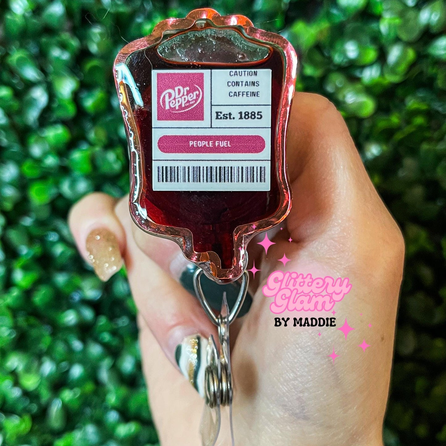 DP Soda IV Bag Badge Reel: Nurse Badge Holder