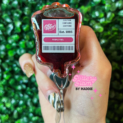 DP Soda IV Bag Badge Reel: Nurse Badge Holder