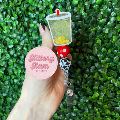 3D Lemonade Shaker Badge Reel: Summer Nurse ID Holder