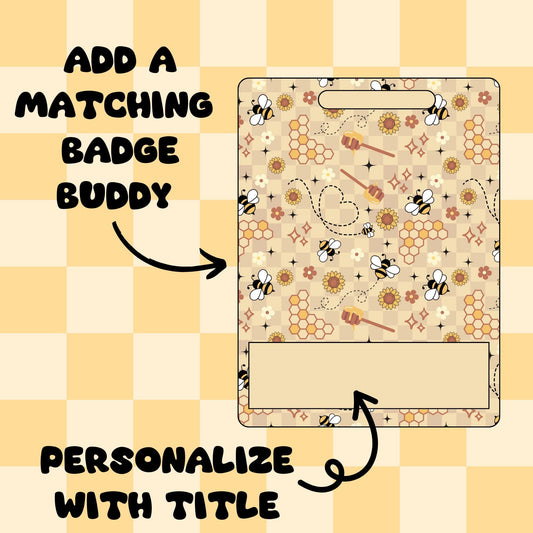 Personalized Bee Badge Buddy: Honeycomb ID Holder