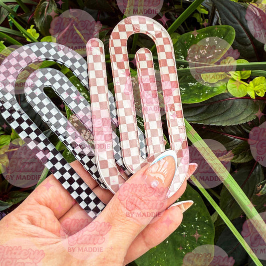 Boho Checkered Jumbo Paperclip: Groovy Teacher Desk Accessory