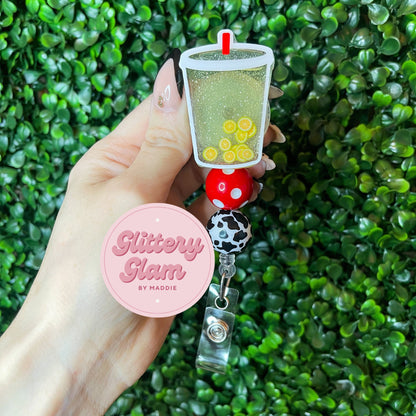 3D Lemonade Shaker Badge Reel: Summer Nurse ID Holder