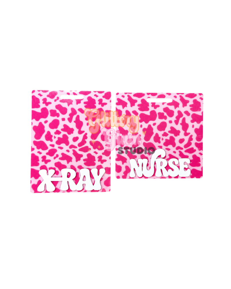 Pink Cow Print Badge Buddy | Cute Western Nurse Badge Accessory