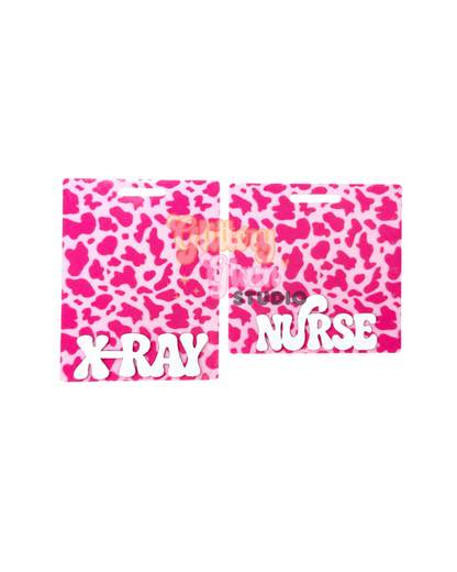 Pink Cow Print Badge Buddy | Cute Western Nurse Badge Accessory