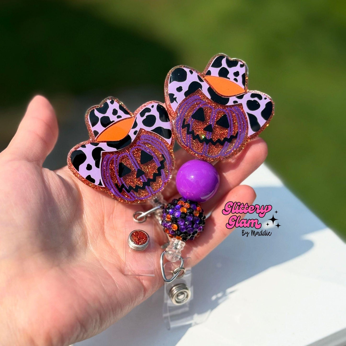 Cowboy Pumpkin Badge Reel: Western Fall Accessory - Nurse ID Holder