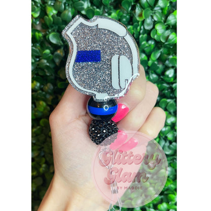 Glitter Dispatch Badge Reel: Police, Firefighter, Law Enforcement Gift