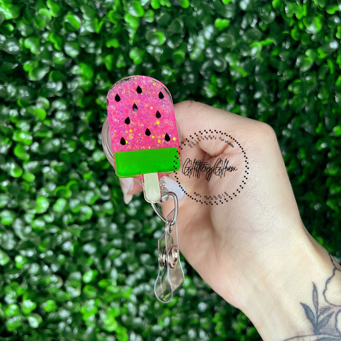 Popsicle Badge Reel Set: Summer Acrylic ID Holder, Interchangeable Toppers