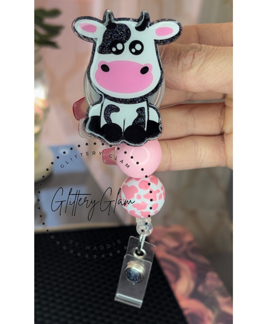 Cute Cow Badge Reel, Nurse Badge Reel, Teacher Badge Reel, Cow, Farm Animal Badge Reel, pediatric, ID Badge Reel, Badge Buddy, Cow Print