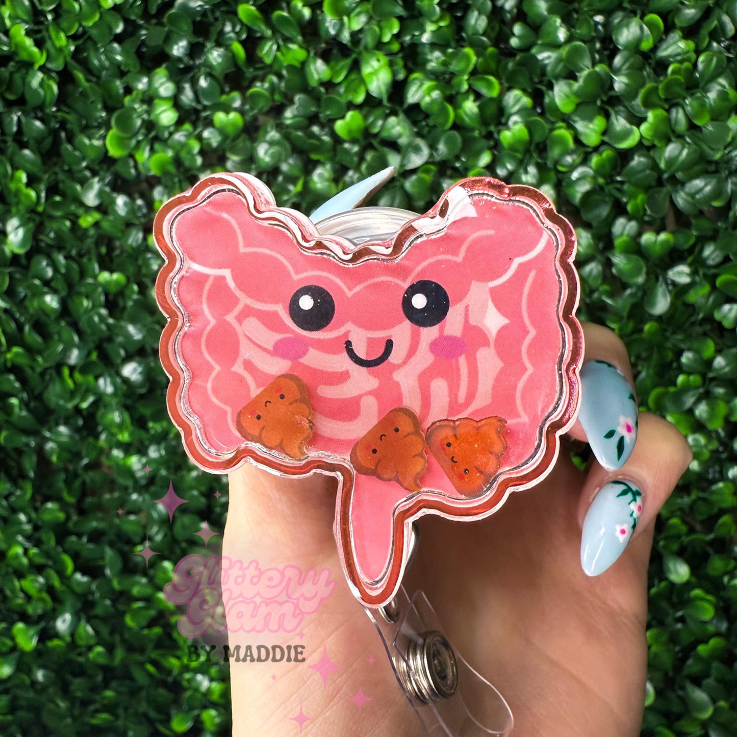 NICU Nurse Badge Reel: Glitter Stethoscope, Bow & Pastel Beads