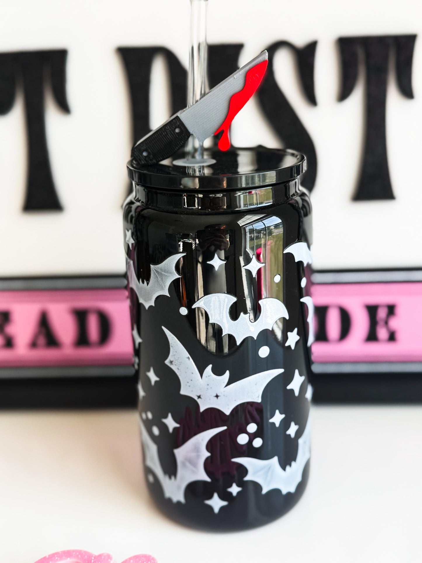 🔪🖤 Horror Knife Straw Topper