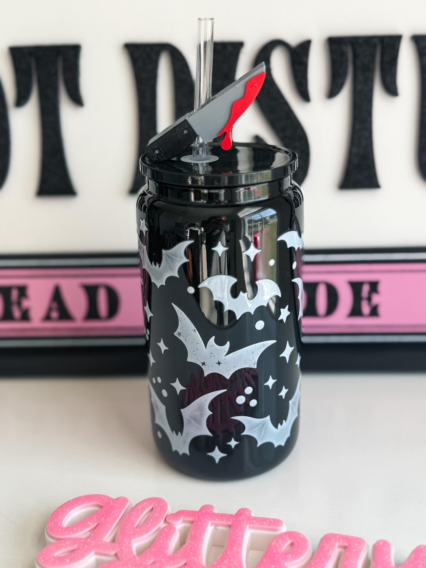 🔪🖤 Horror Knife Straw Topper