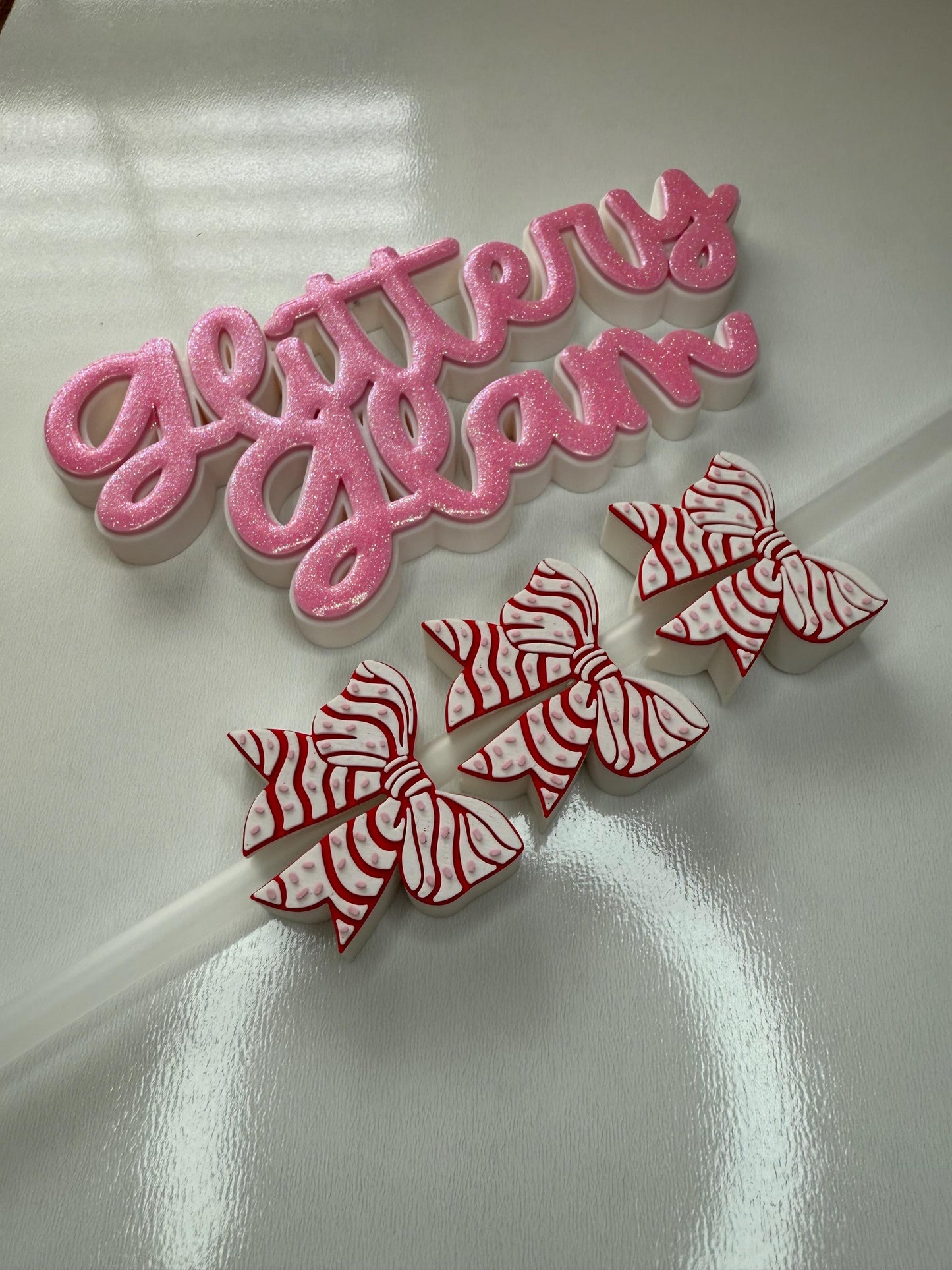 LD Christmas Bow Straw Topper - Tumbler Accessory - Straw Buddy