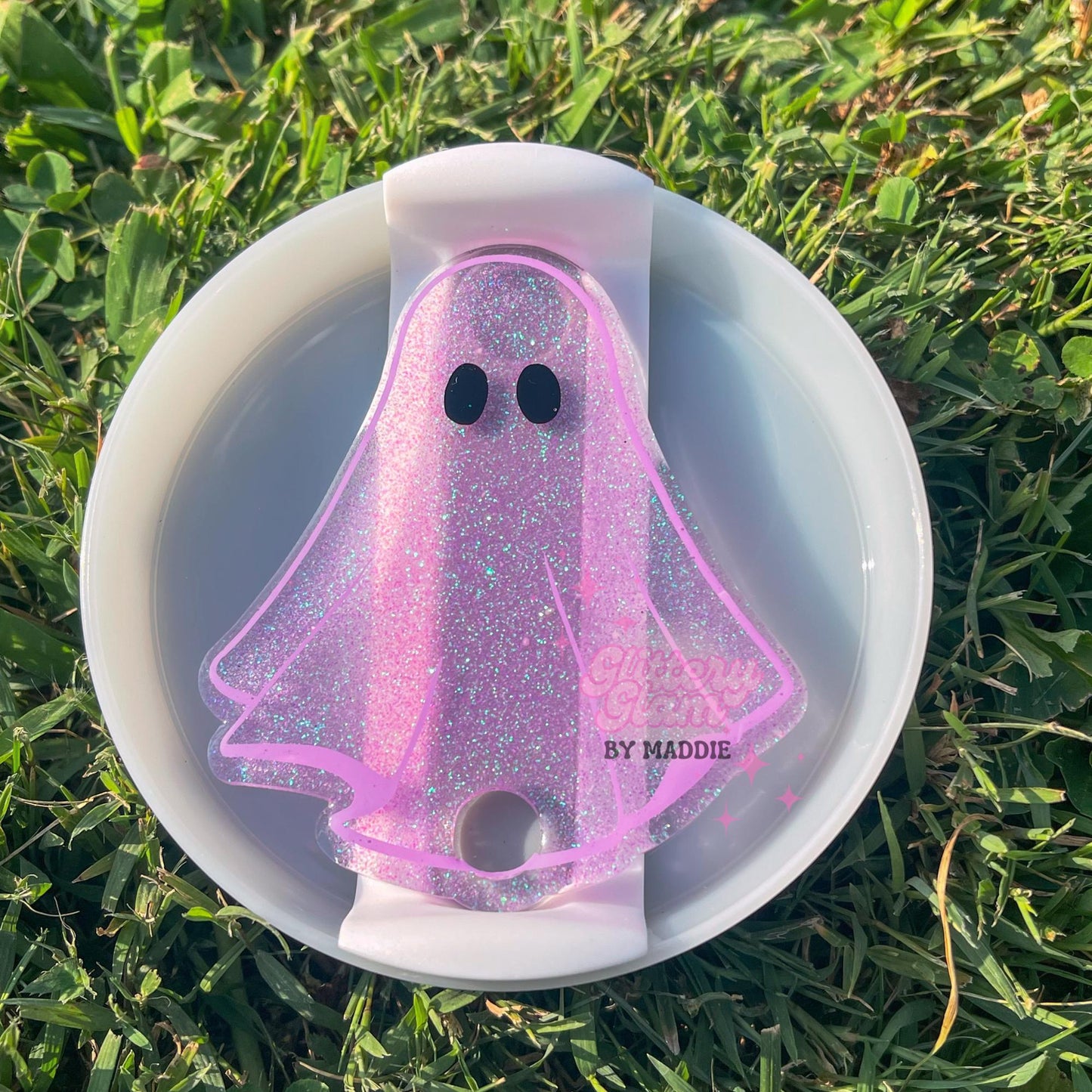 Pastel Halloween Ghost Tumbler Topper: Glow in the Dark Stanley Accessory