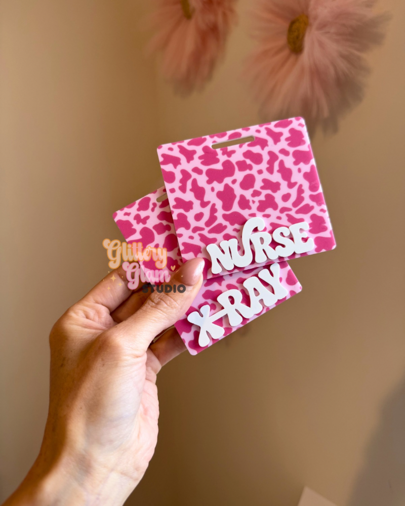 Pink Cow Print Badge Buddy | Cute Western Nurse Badge Accessory