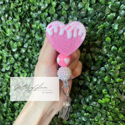 Valentine's Day Dripping Heart Badge Reel-Gift for Her- Nurse Badge Reel- ID Holder-Work Accessory